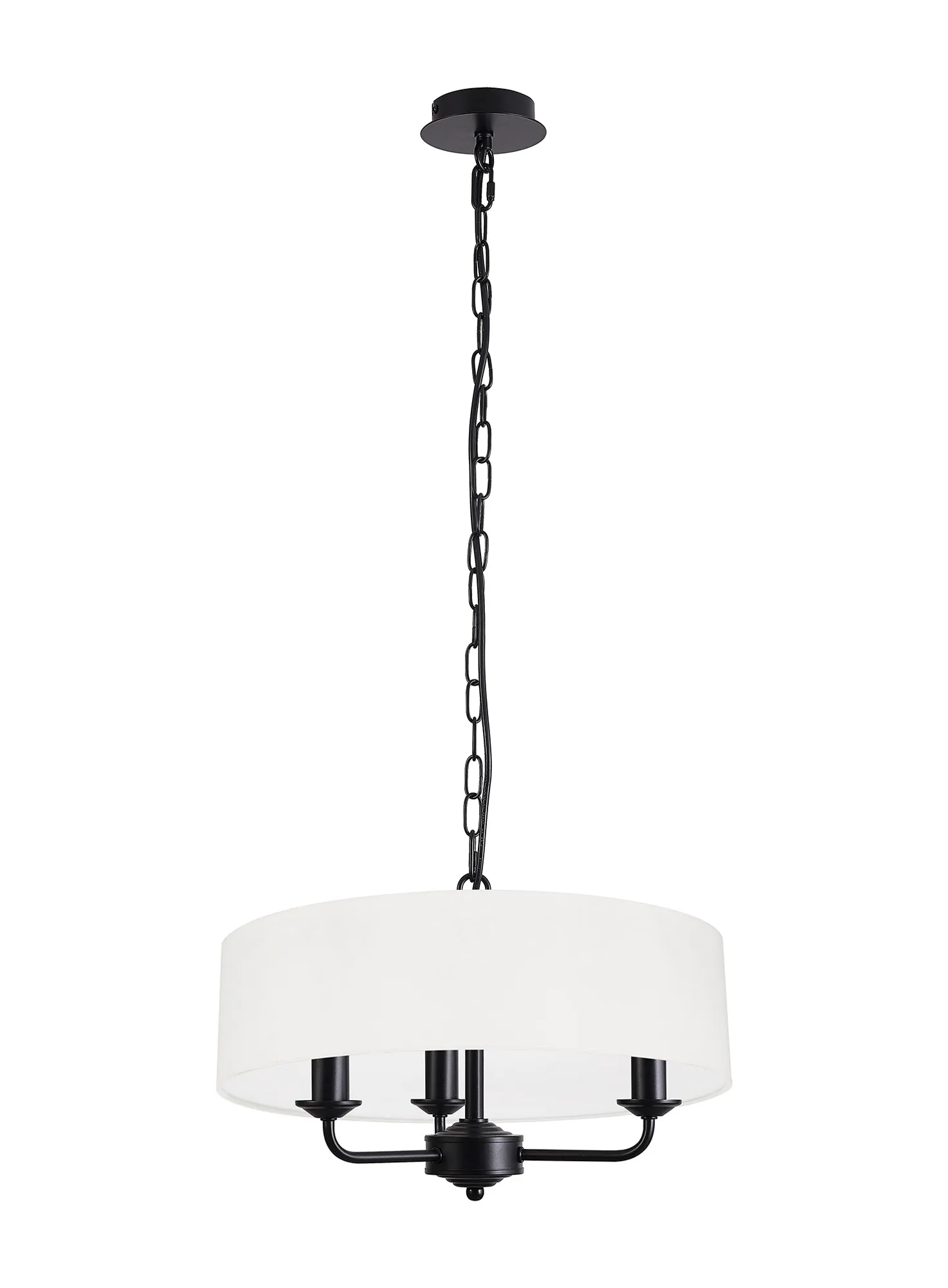 Banyan 45cm 3 Light Pendant Matt Black; White DK1007  Deco Banyan MB WH